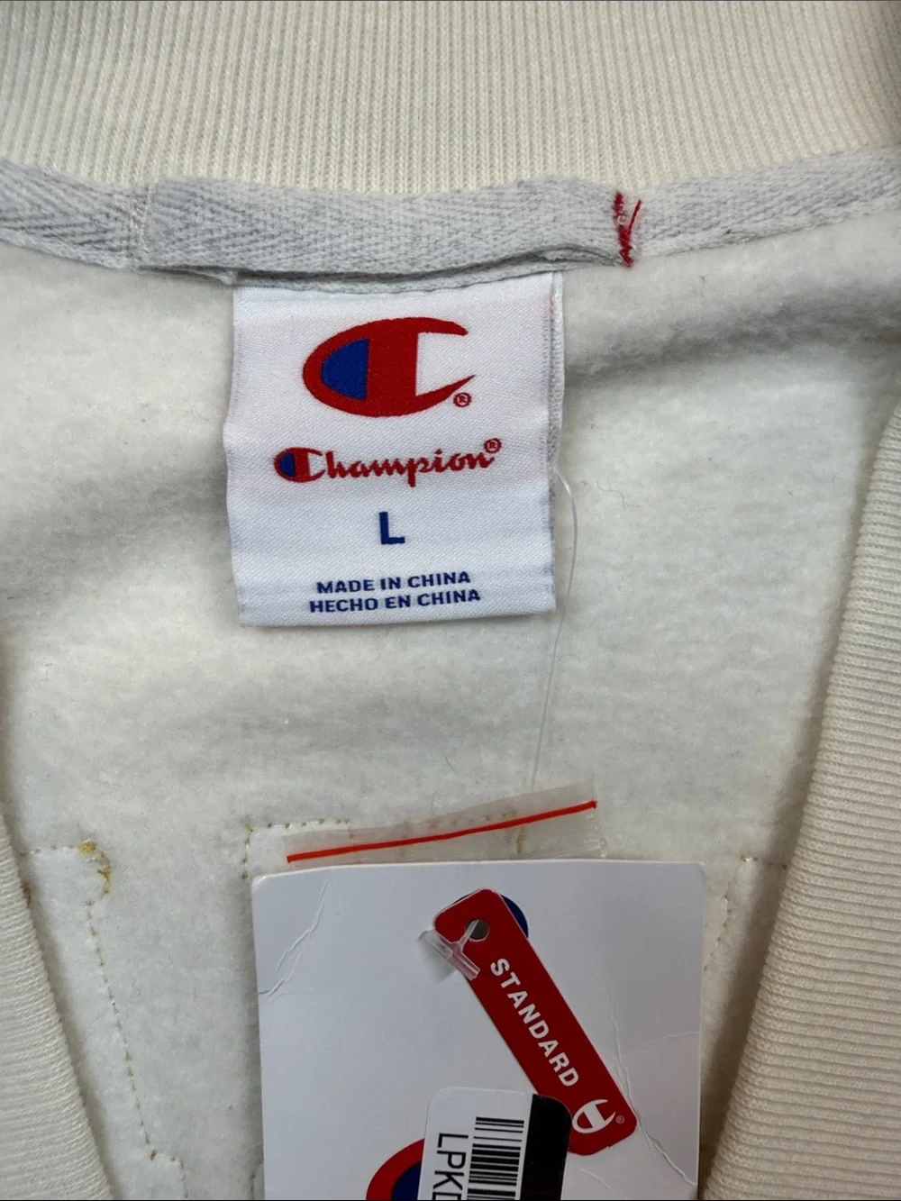 Champion AOP Graphic Cardigan Button Fleece Retro Cream Large L